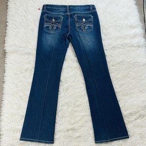 Sexy Miss Jeaniest Flap Southwestern Embroidered Cowgirl Stretch Jeans Sz 10